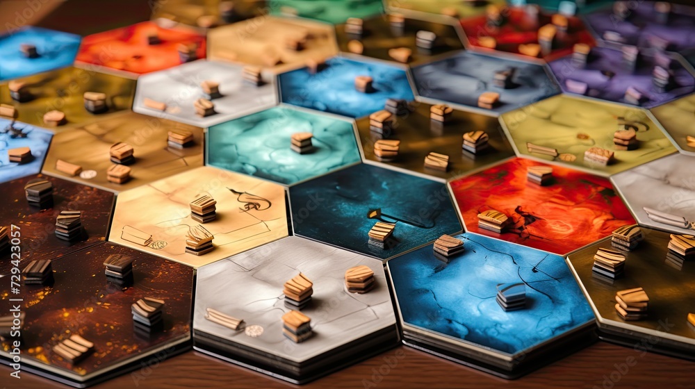 Poster game electronic component hexagonal tiles