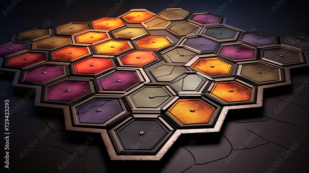 Poster game electronic component hexagonal tiles