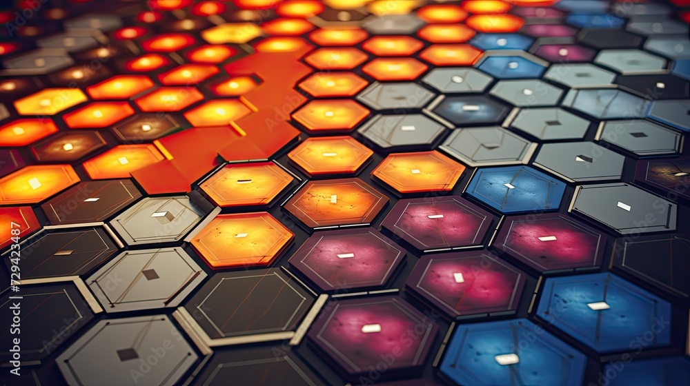 Poster game electronic component hexagonal tiles