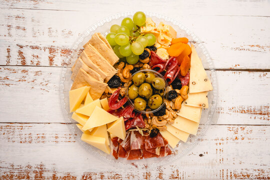 Big circular assorted charcuterie board