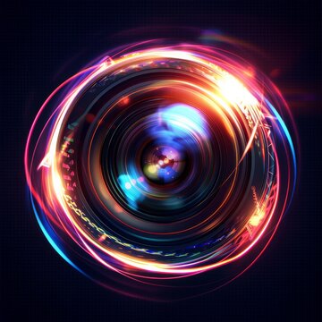 Dynamic 3D Camera Lens with Light Effects for App Icon