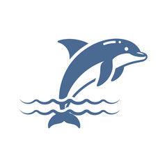 simple silhouette dolphin for digital and print, icon, logo, cute