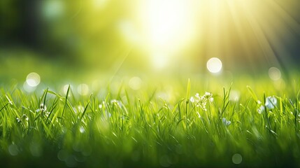 Green grass and sunlight banner background