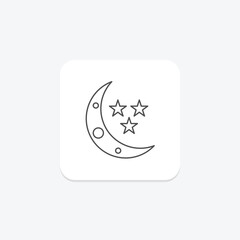 Crescent Moon icon, moon, night, sky, icon thinline icon, editable vector icon, pixel perfect, illustrator ai file