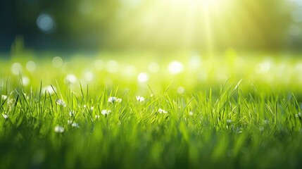 Green grass and sunlight banner background