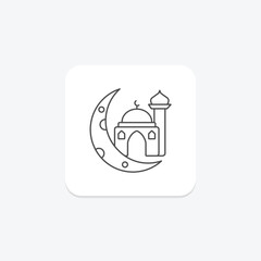 Eid Moon Sighting icon, moon, sky, icon, moon sighting thinline icon, editable vector icon, pixel perfect, illustrator ai file