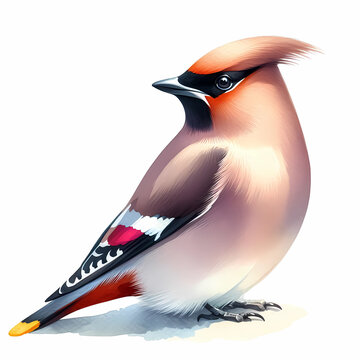 recommend clip art: bohemian waxwing bird watercolor clipart
