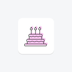 Celebration Cake icon, cake, dessert, icon, festive cake color shadow thinline icon, editable vector icon, pixel perfect, illustrator ai file