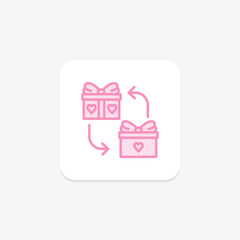 Gift Exchange icon, exchange, celebration, icon, festive exchange duotone line icon, editable vector icon, pixel perfect, illustrator ai file
