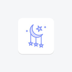 Crescent Garland icon, tent, cultural, ramadan decoration, ramadan tent festive decoration duotone line icon, editable vector icon, pixel perfect, illustrator ai file