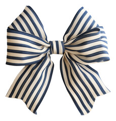 A classic striped bow in blue and white nautical style.