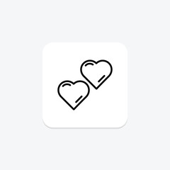 Heart icon, love, romance, symbol, passion line icon, editable vector icon, pixel perfect, illustrator ai file