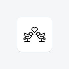 Lovebirds icon, birds, love, romance, affection line icon, editable vector icon, pixel perfect, illustrator ai file