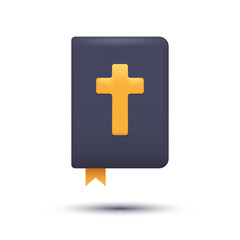 Obraz premium Holly Bible Icon. Religion Concept. Cartoon Minimal Style. Trendy 3D Vector Realistic Illustration.