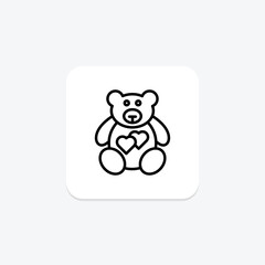 Teddy Bear icon, bear, love, plush toy, cuddly line icon, editable vector icon, pixel perfect, illustrator ai file