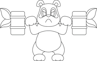 Panda Bodybuilder Dumbbell Bodybuilding Animal Vector Graphic Art Illustration