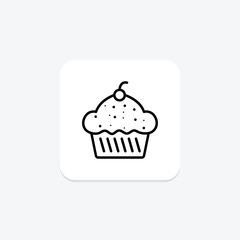 Cupcake icon, cake, love, dessert, sweet line icon, editable vector icon, pixel perfect, illustrator ai file