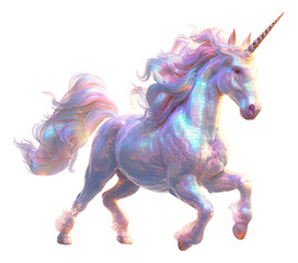 A cute, playful, shimmering beautiful unicorn.