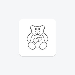 Teddy Bear icon, bear, love, plush toy, cuddly thinline icon, editable vector icon, pixel perfect, illustrator ai file