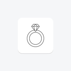 Diamond Ring icon, ring, love, jewelry, precious thinline icon, editable vector icon, pixel perfect, illustrator ai file