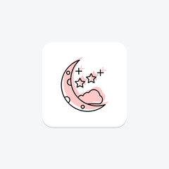 Starry Sky icon, sky, stars, night, cosmos color shadow thinline icon, editable vector icon, pixel perfect, illustrator ai file