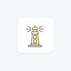 Lighthouse icon, beacon, love, navigation, sea color shadow thinline icon, editable vector icon, pixel perfect, illustrator ai file