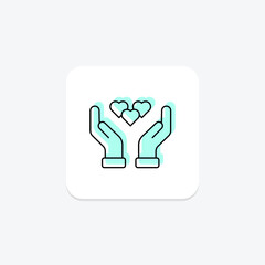 Obraz premium Holding Hands icon, hands, love, affection, connection color shadow thinline icon, editable vector icon, pixel perfect, illustrator ai file