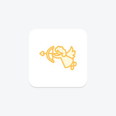 Cupid icon, angel, love, mythology, arrow duotone line icon, editable vector icon, pixel perfect, illustrator ai file