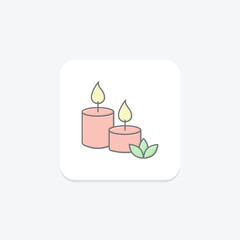 Candlelight icon, candle, love, romance, flame lineal color icon, editable vector icon, pixel perfect, illustrator ai file