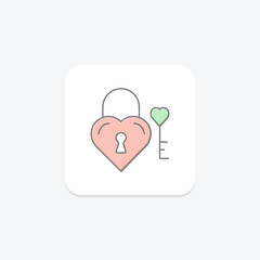 Love Lock icon, lock, love, romance, symbol lineal color icon, editable vector icon, pixel perfect, illustrator ai file