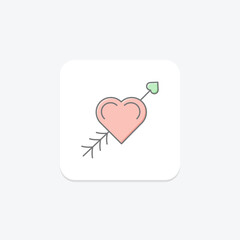 Love Arrows icon, arrows, love, romance, weapon lineal color icon, editable vector icon, pixel perfect, illustrator ai file