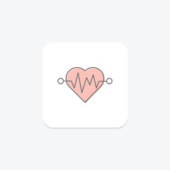 Heartbeat icon, heart, love, pulse, rhythm lineal color icon, editable vector icon, pixel perfect, illustrator ai file