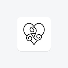 Celtic Knotwork Heart icon, knotwork heart, irish, symbol, heart line icon, editable vector icon, pixel perfect, illustrator ai file