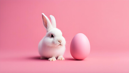 Obraz premium Adorable Easter Bunny: Hatching from Pink Egg