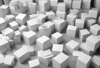 Collection of white empty carton boxes isolated on white backgroundCollection of white empty carton boxes isolated on white background