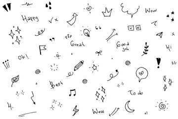 Obraz premium Doodle, cute, glitter, pen, line, elements