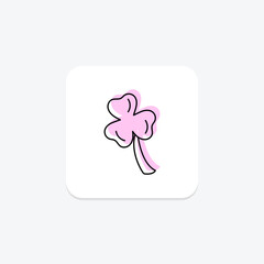 Shamrock icon, clover, irish, symbol, luck color shadow thinline icon, editable vector icon, pixel perfect, illustrator ai file
