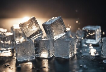 Falling ice cubes cut out