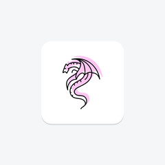 Celtic Dragon icon, dragon, irish, symbol, mythical creature color shadow thinline icon, editable vector icon, pixel perfect, illustrator ai file