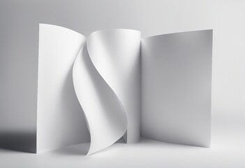 Folded sheets of white paper isolated on white background