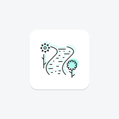 Irish River icon, river, irish, symbol, water color shadow thinline icon, editable vector icon, pixel perfect, illustrator ai file