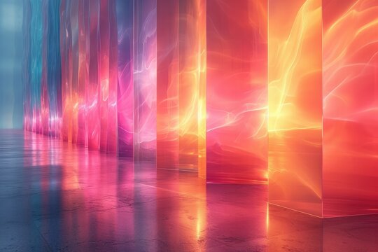 Gradient multilayer glass background, 3d rendering