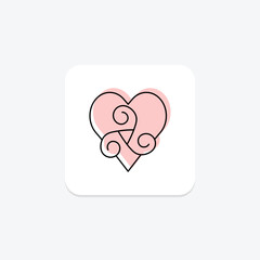 Celtic Knotwork Heart icon, knotwork heart, irish, symbol, heart color shadow thinline icon, editable vector icon, pixel perfect, illustrator ai file