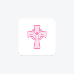 Celtic Cross icon, cross, irish, symbol, christian duotone line icon, editable vector icon, pixel perfect, illustrator ai file