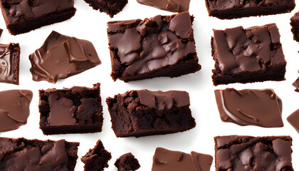 Irresistible Indulgence: Delicious Chocolate Brownie on Pure White Background