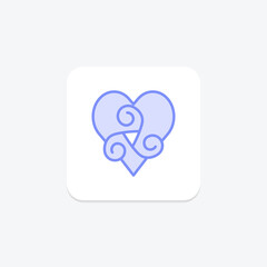 Celtic Knotwork Heart icon, knotwork heart, irish, symbol, heart duotone line icon, editable vector icon, pixel perfect, illustrator ai file