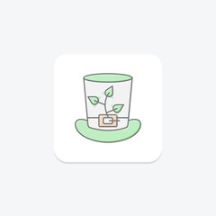 Green Top Hat icon, hat, irish, symbol, st patricks day lineal color icon, editable vector icon, pixel perfect, illustrator ai file
