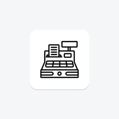 Cash Register icon, register, cash, retail, money line icon, editable vector icon, pixel perfect, illustrator ai file