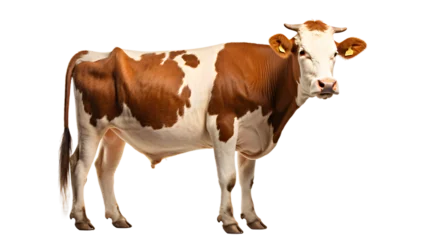 Fotobehang White cow with brown marks, isolated, transparent PNG Background © usman