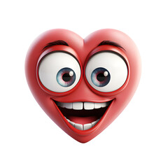 3d smiley face with heart, 3d heart, cartoon, heart illustration, isolated, transparent PNG Background